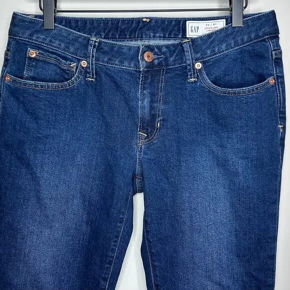 GAP Low Rise Long & Lean Jeans Size 29 / 8R Dark Indigo Bootcut - Picture 3 of 10